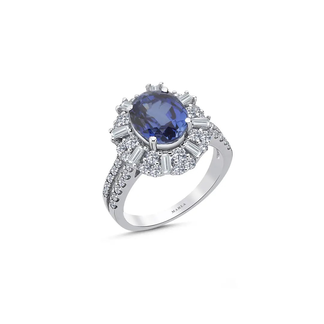 Pırlantalı Safir Yüzük 2.60 Karat