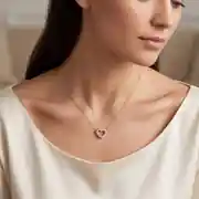 Altın Taşlı Kalp Kolye 2