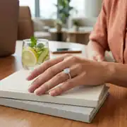 Beyaz Altın Damla Tektaş Yüzük 2