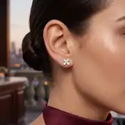 Beyaz Altın Tektaş Küpe 2
