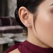 Beyaz Altın Tektaş Küpe 2