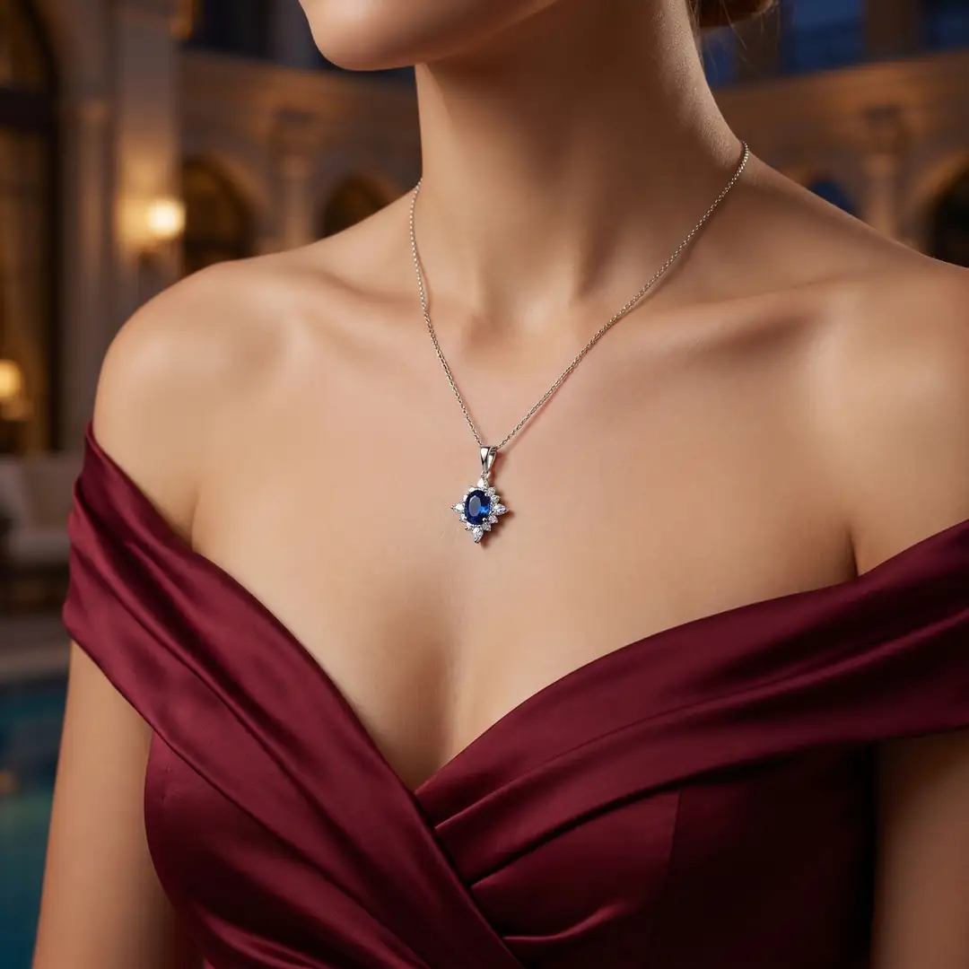 Oval Safir Kolye 0.35 Karat 2