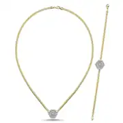 Taş Detaylı Altın İkili Set 1