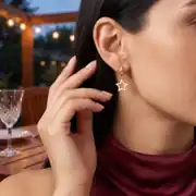 Mine Detaylı Altın Yıldız Küpe 2