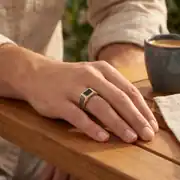 Siyah Mineli Altın Erkek Yüzüğü 3