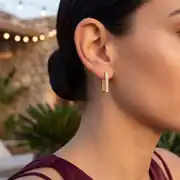 Altın Dikdörtgen Küpe 2