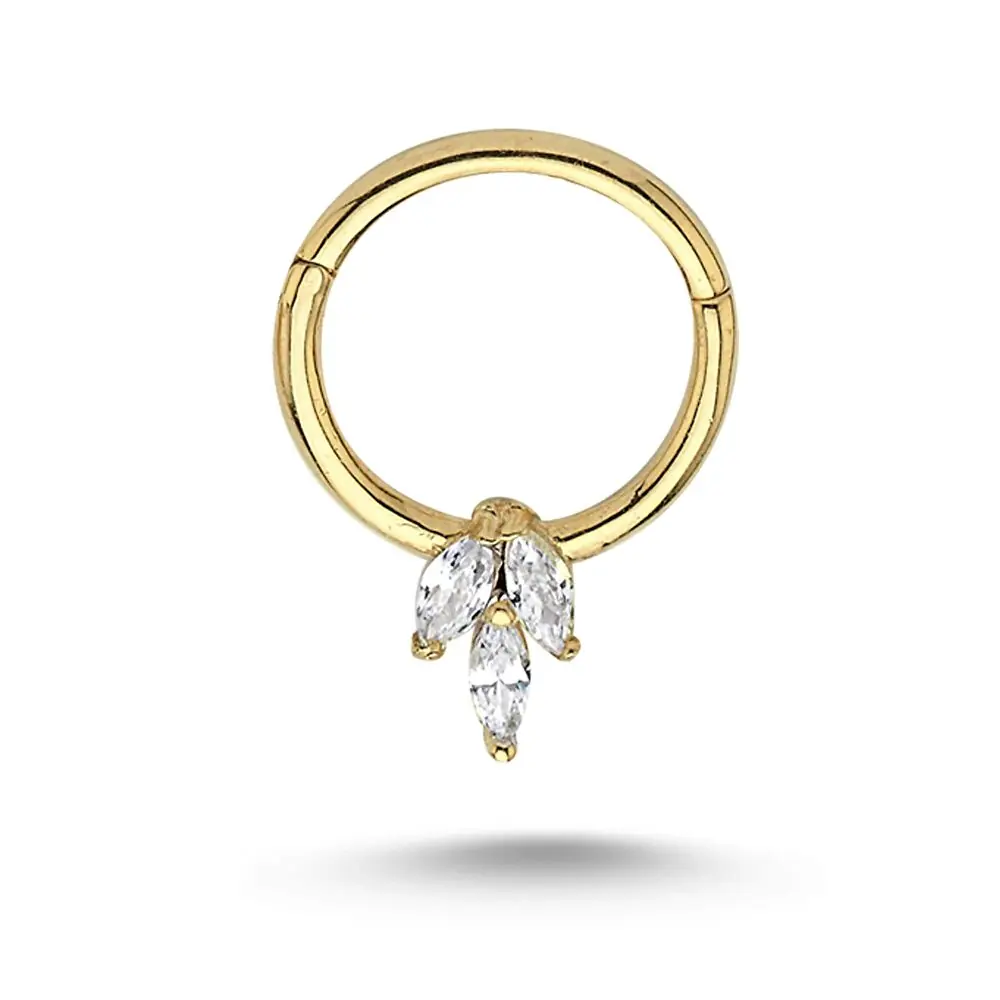 Markiz Kesim Pırlanta Halka Piercing 0.03 Karat