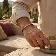 Altın Detaylı Çelik Erkek Kelepçe 2