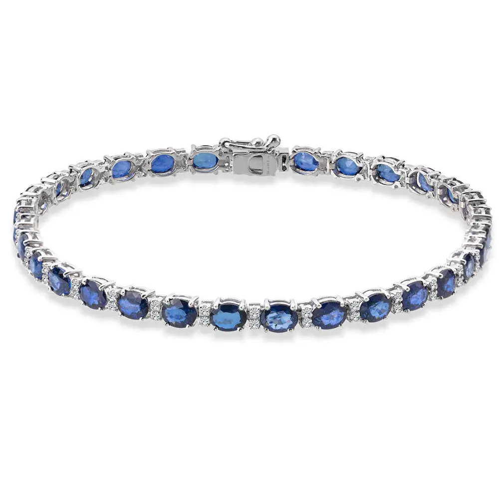 Pırlantalı Safir Bileklik 10 Karat