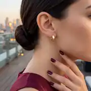 Çizgili Retro Altın Küpe 2