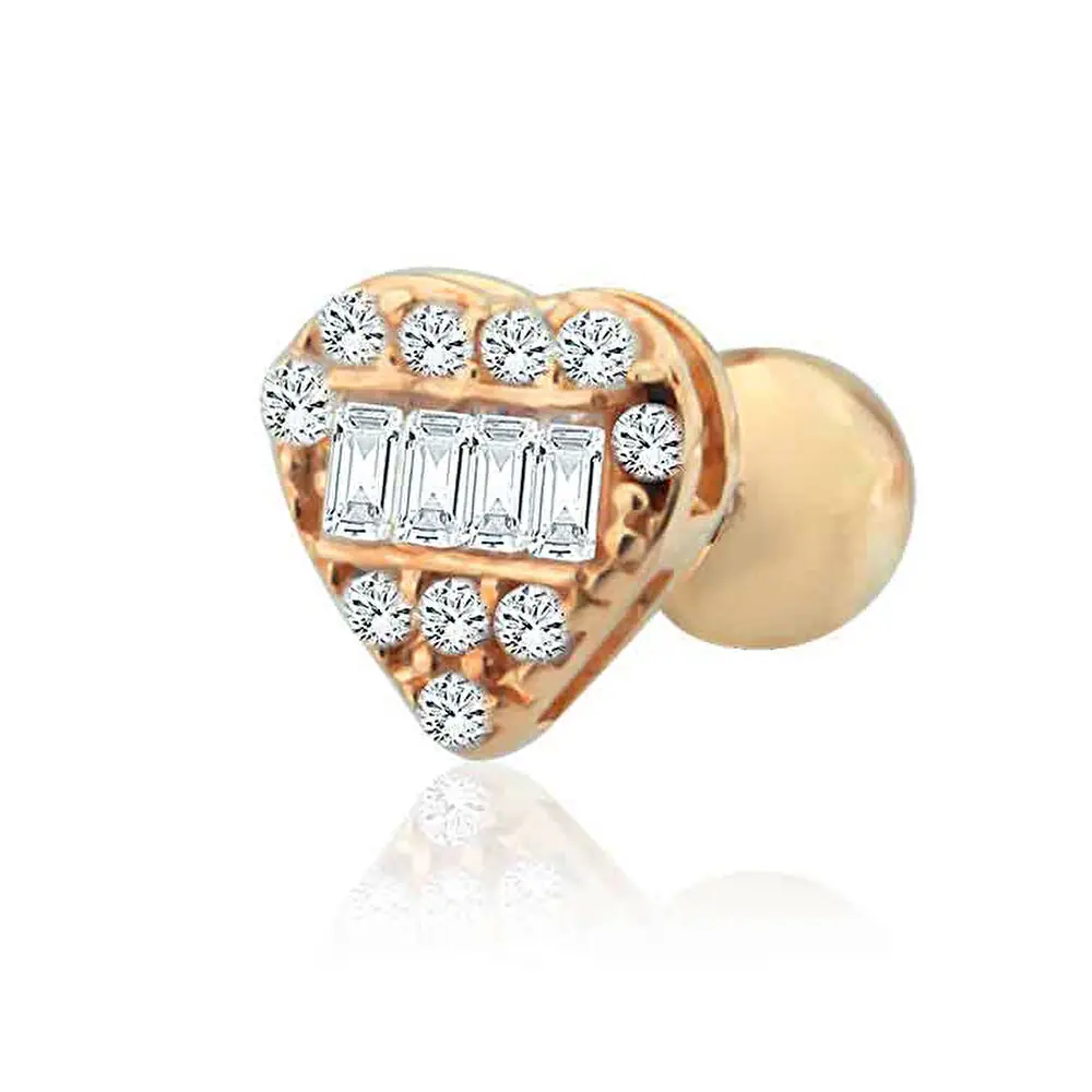 Pırlanta Kalpli Baget Tragus 0.31 Karat
