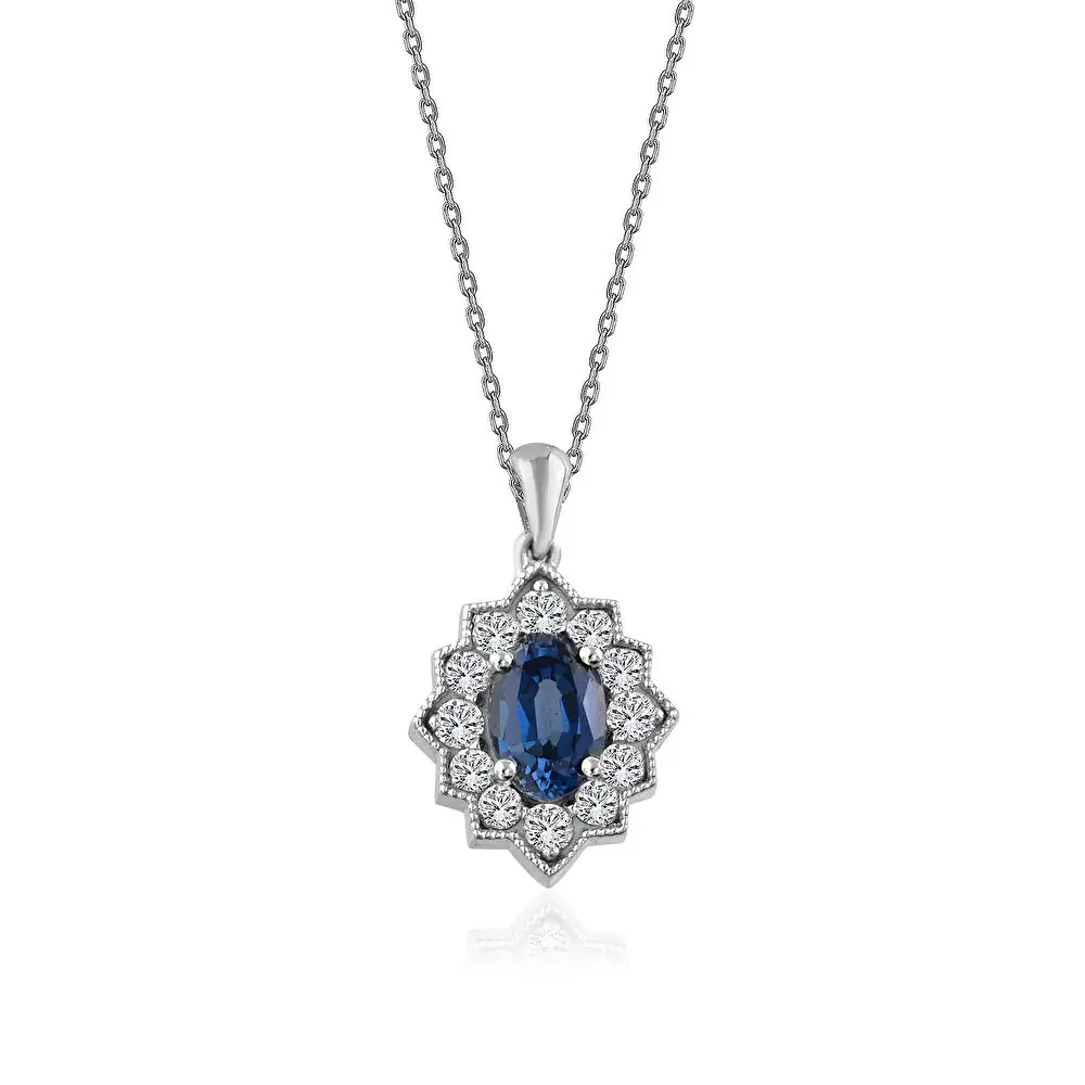 Safir  Pırlanta Kolye  0.50 Karat