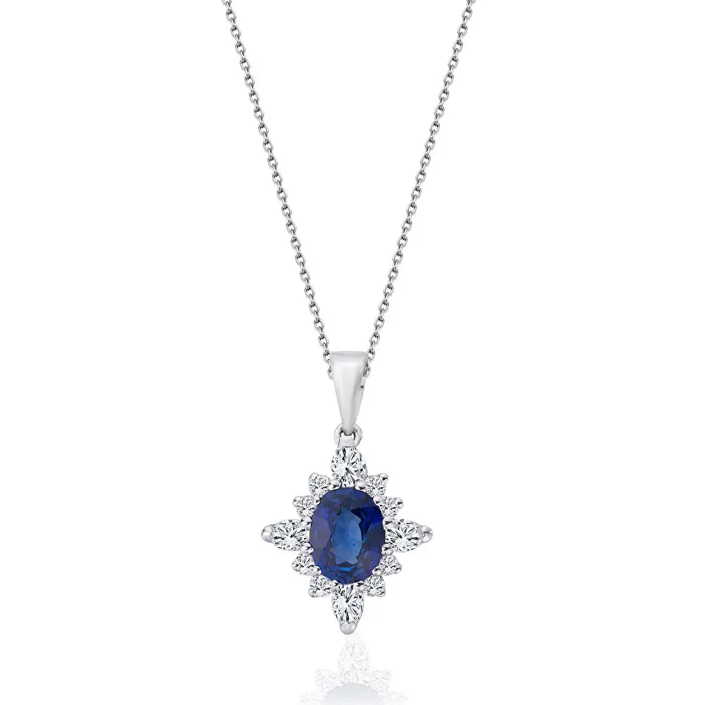 Oval Safir Kolye 0.35 Karat