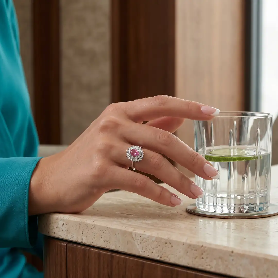 Pembe Safir Yüzük 0.56 Karat 3