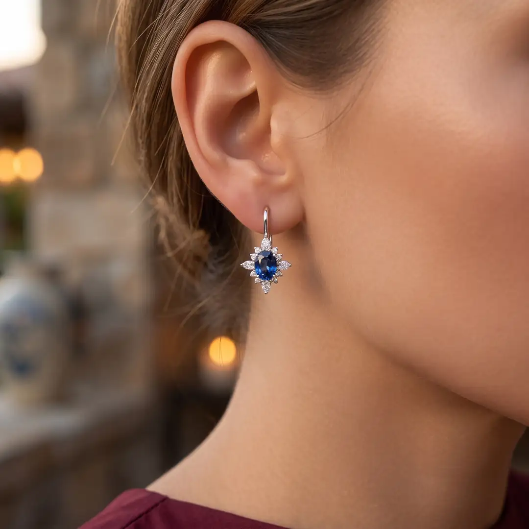 Oval Safir Küpe 0.35 Karat 2