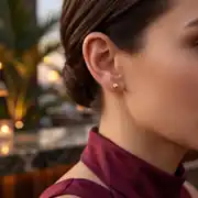 Rose Altın Kalemli Top Küpe 1 cm 2