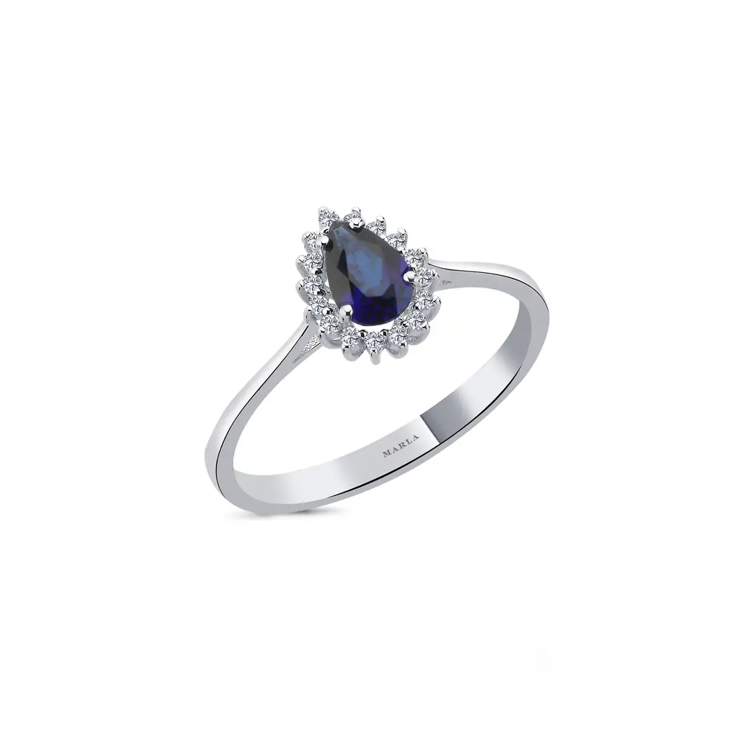 Safir Pırlanta Yüzük 0.50 Karat