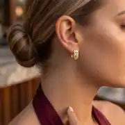 Taşlı Zincir Altın Küpe 2