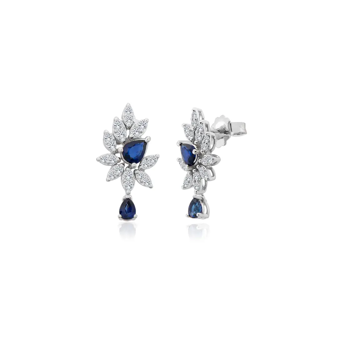 Safir Pırlanta Küpe 0.60 Karat