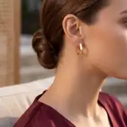 Altın Altıgen Küpe 2