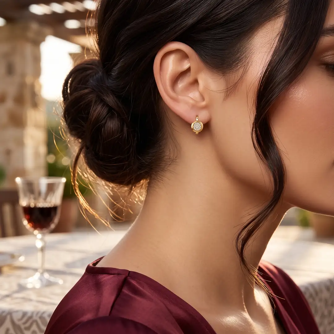 Taş Detaylı Halka Küpe 2