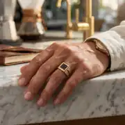 Siyah Taşlı Altın Erkek Yüzüğü 3