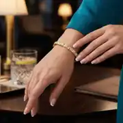 Renkli Taşlı Antik Altın Kelepçe 2