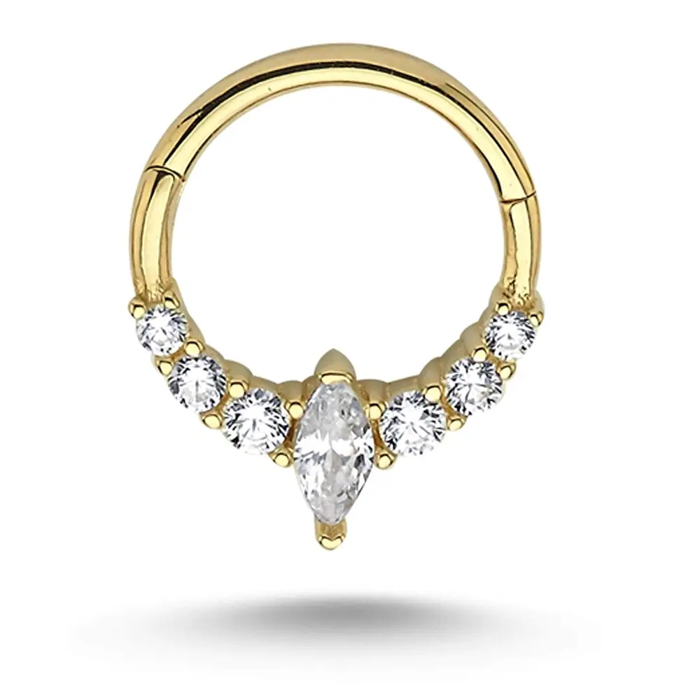 Markiz Kesim Pırlanta Halka Piercing 0.13 Karat