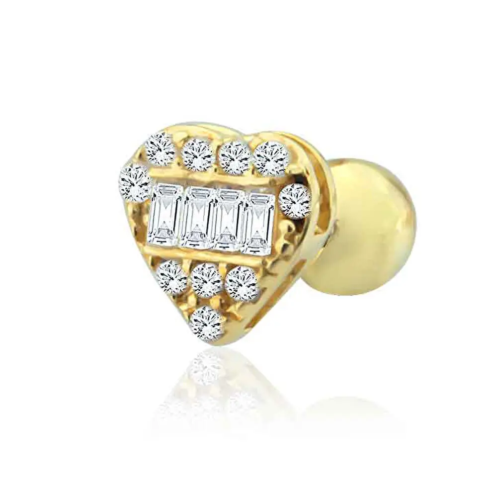 Pırlanta Kalpli Baget Tragus 0.31 Karat