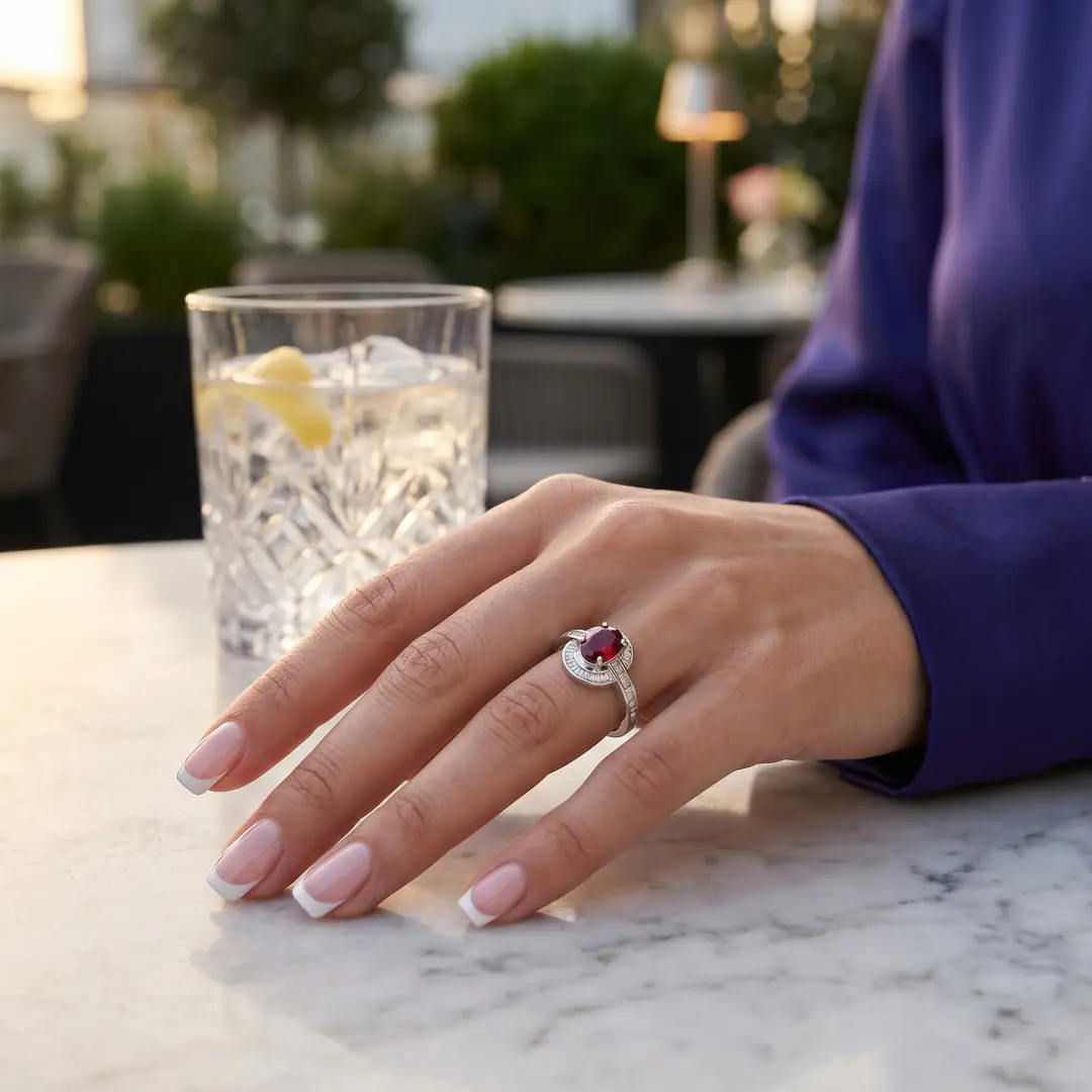 Baget Detaylı Yakut Yüzük 1.00 Karat 3