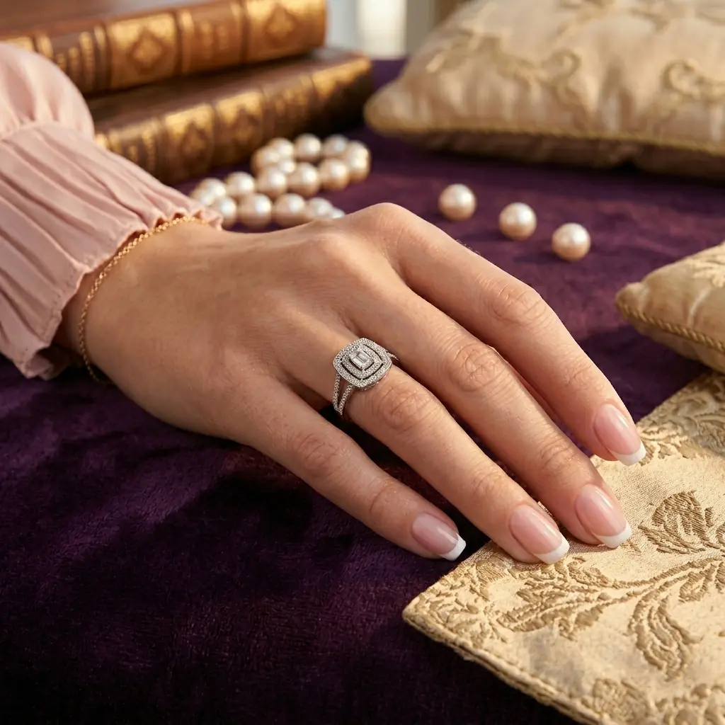 Beyaz Altın Baget Yüzük 3