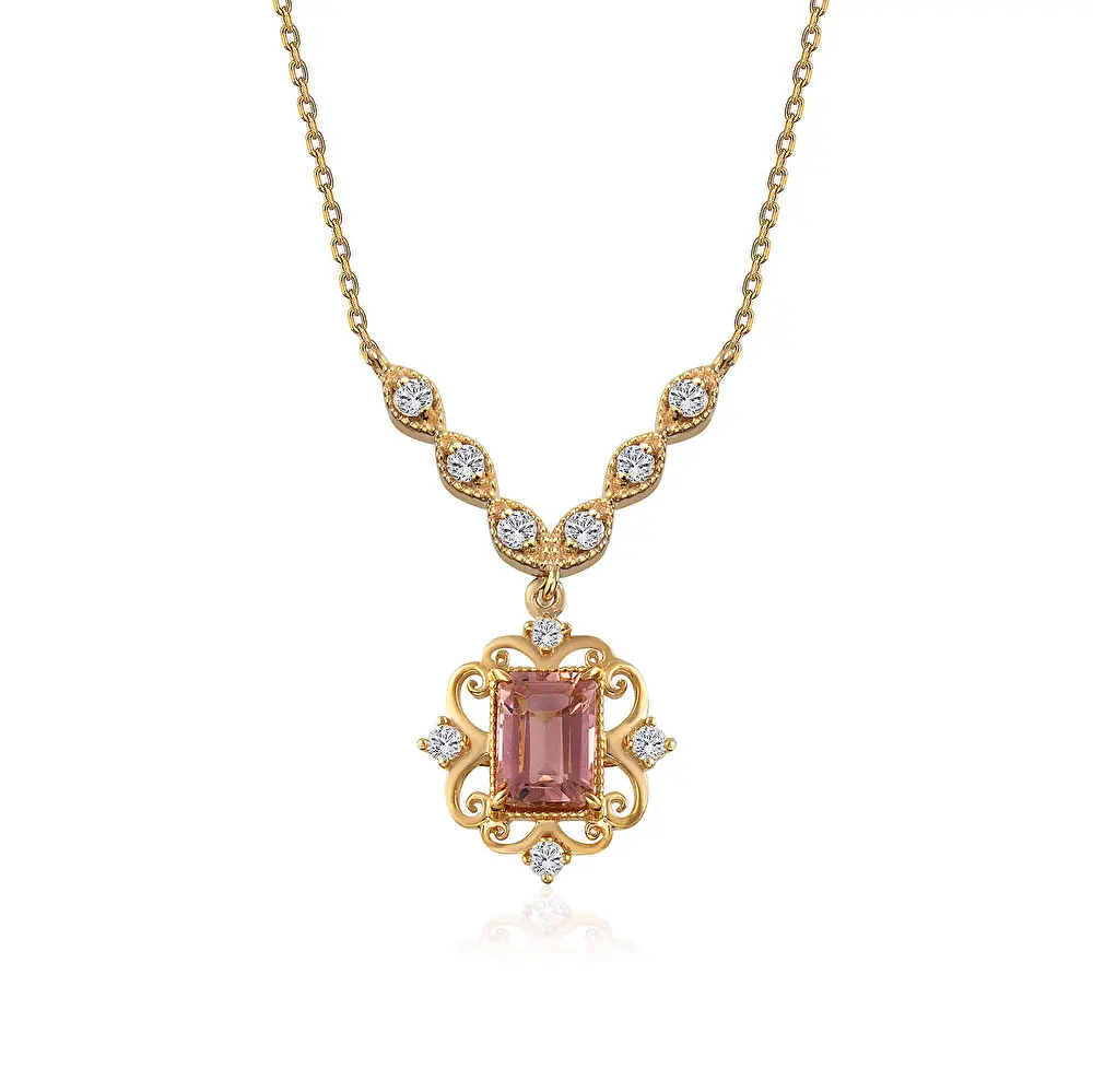 Pembe Safir Pırlanta Kolye 0.60 Karat