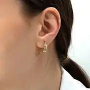 Çizgili Altın Halka Küpe 2