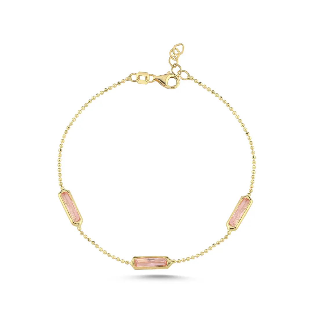 Pembe Renkli Taşlı Altın Set 4