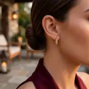 Taşlı Altın Halka Küpe 2