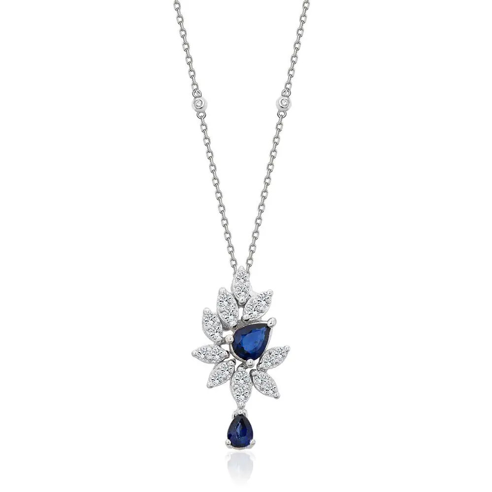 Safir Pırlanta Kolye 0.45 Karat