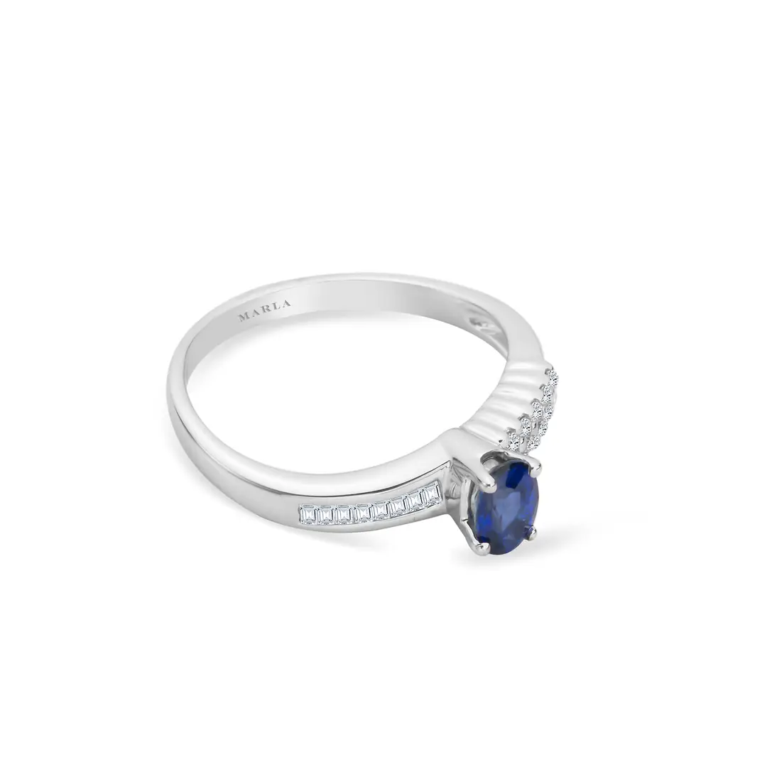Baget Detaylı Safir Yüzük 0.50 Karat 2