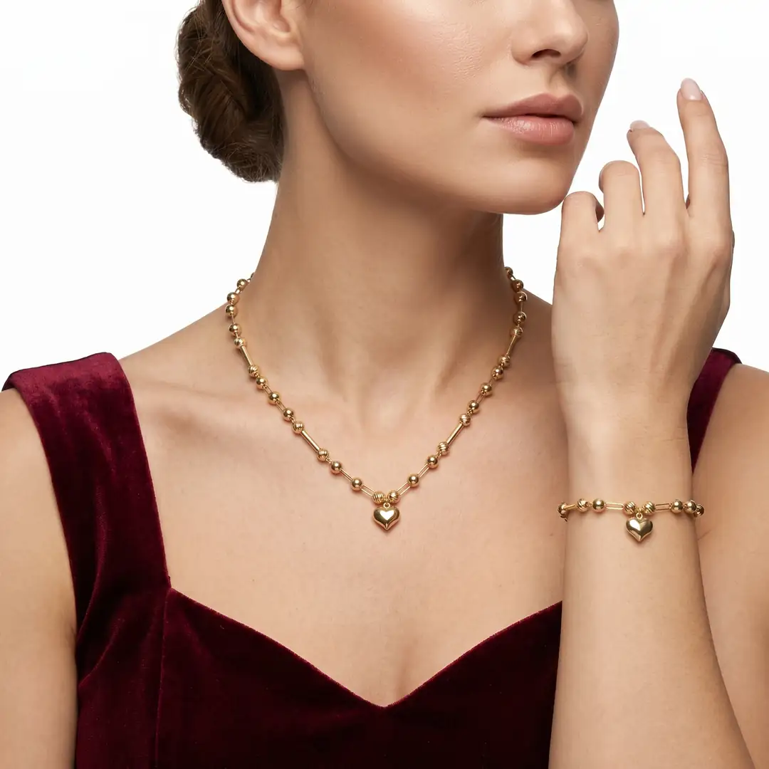 Kalp Charmlı Altın Set 2