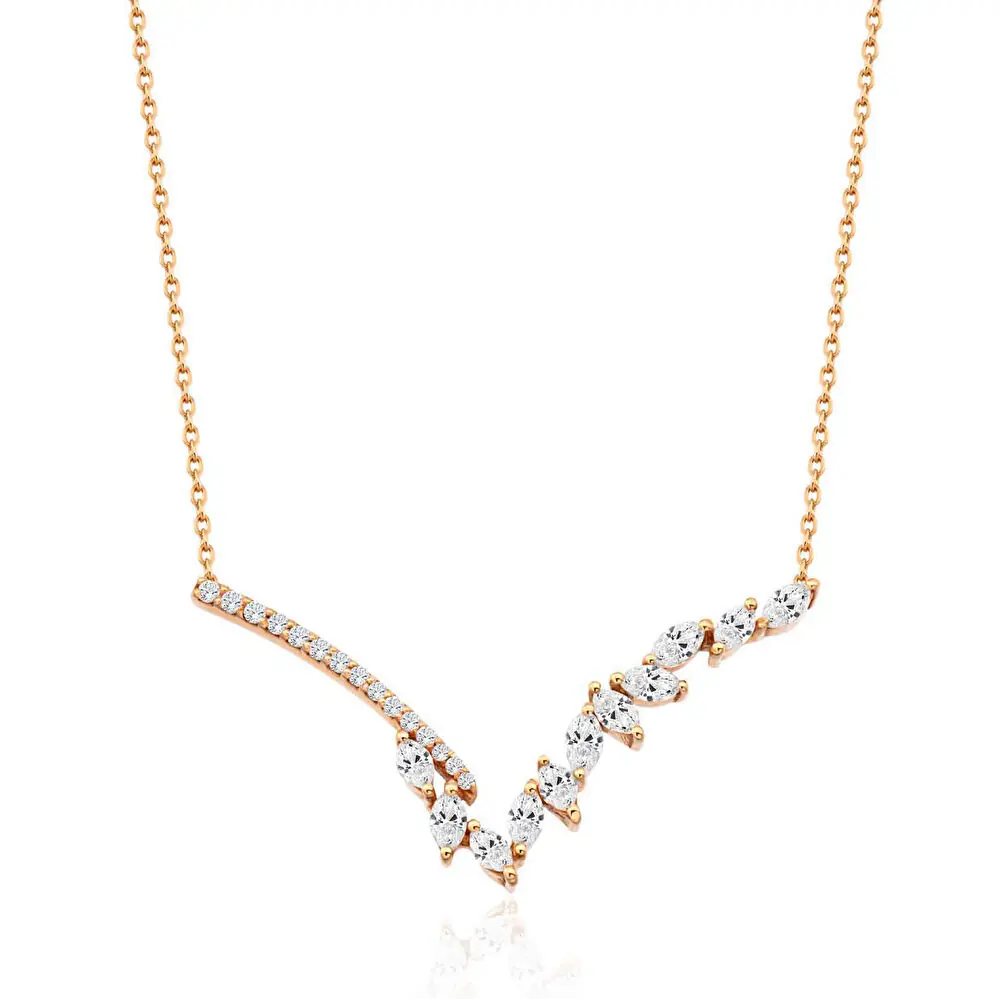 Pırlanta Rose Kolye 0.63 Karat
