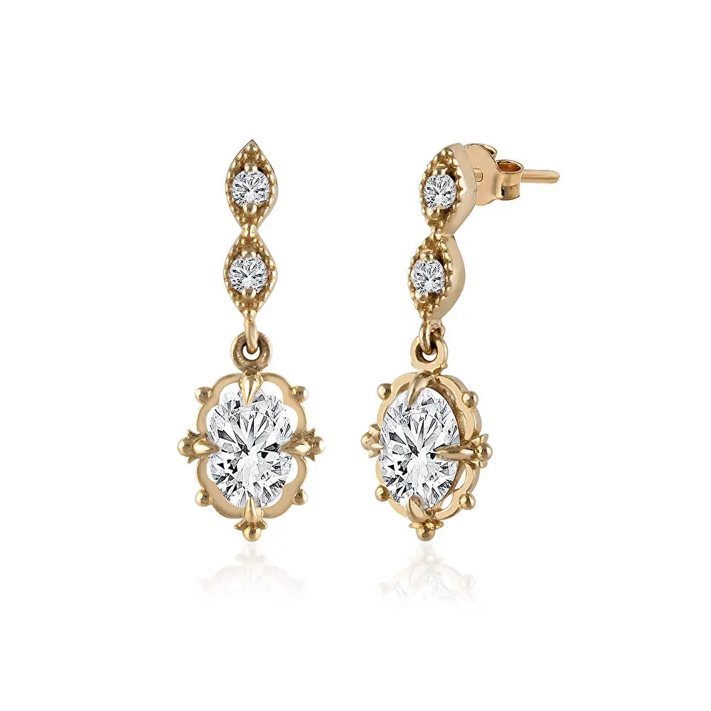 Pırlanta Oval Küpe 0.42 Karat