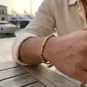 Siyah Taşlı Altın Erkek Bileklik 2