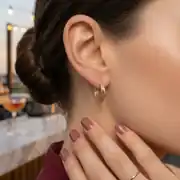 Altın Kalemli Üç Renk Küpe 3