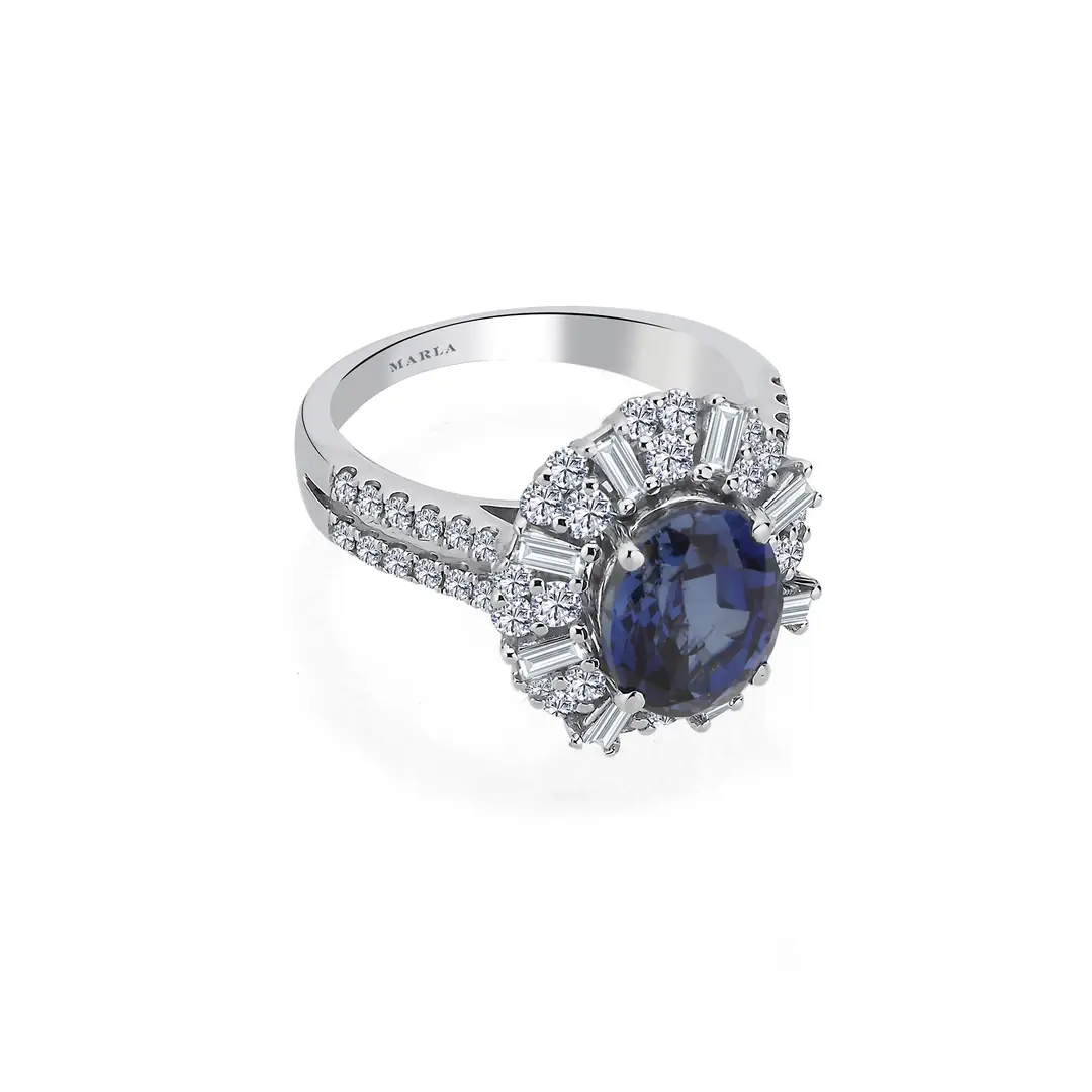Pırlantalı Safir Yüzük 2.60 Karat 2