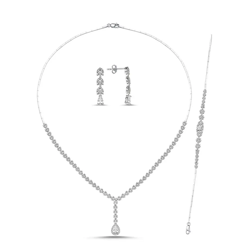 Beyaz Altın Damla Set