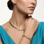 Mavi Taşlı Altın Set 2