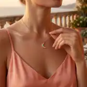 Mineli  Hilal Altın Kolye 2