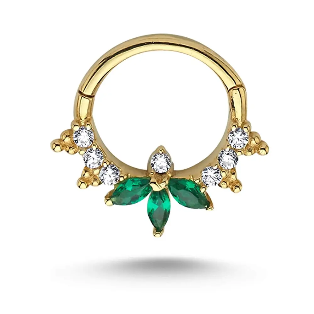 Markiz Kesim Zümrüt Halka Piercing 0.11 Karat
