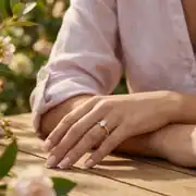 Yan Taşlı Oval Tektaş Altın Yüzük 4