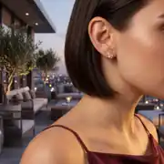 Taşlı Altın Yonca Küpe 2