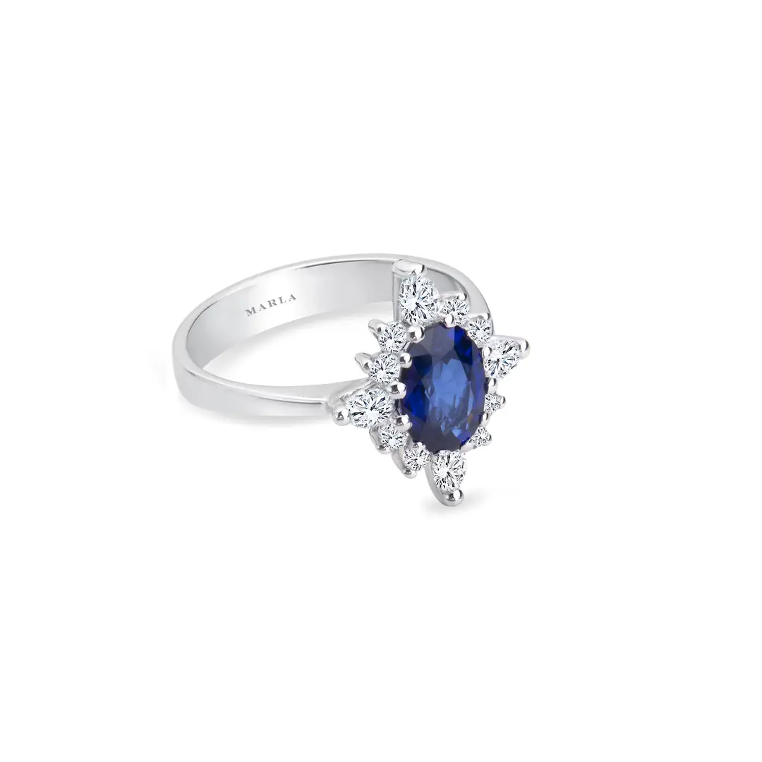 Pırlanta Safir Yüzük 0.35 Karat 2